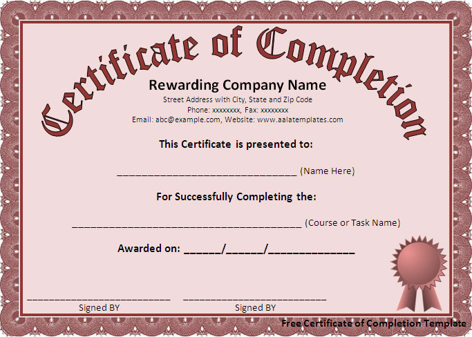 Stunning Certificate Of Accomplishment Template Free
