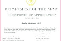 Stunning Certificate Of Achievement Army Template