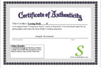 Stunning Certificate Of Authenticity Template