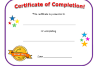 Stunning Certificate Of Completion Template Free Printable