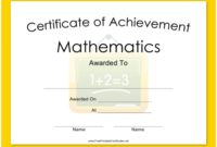 Stunning Math Achievement Certificate Printable