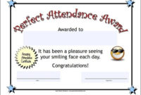 Stunning Perfect Attendance Certificate Template Editable