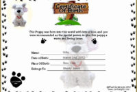 Stunning Puppy Birth Certificate Template