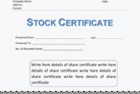 Stunning Share Certificate Template Australia