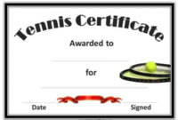 Stunning Tennis Certificate Template Free