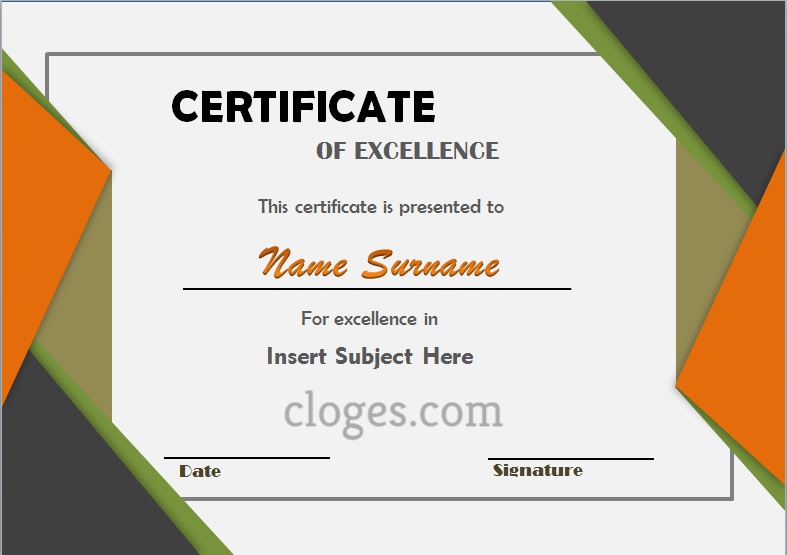 Top Certificate Of Excellence Template Word