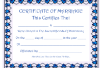 Top Certificate Of Marriage Template
