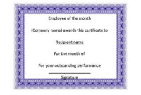 Top Employee Of The Month Certificate Template With Picture