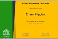 Top Perfect Attendance Certificate Free Template