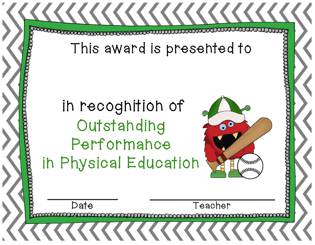 Top Physical Education Certificate Template Editable