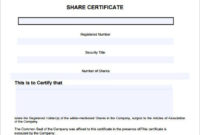 Top Share Certificate Template Australia
