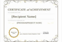 Top Word Certificate Of Achievement Template