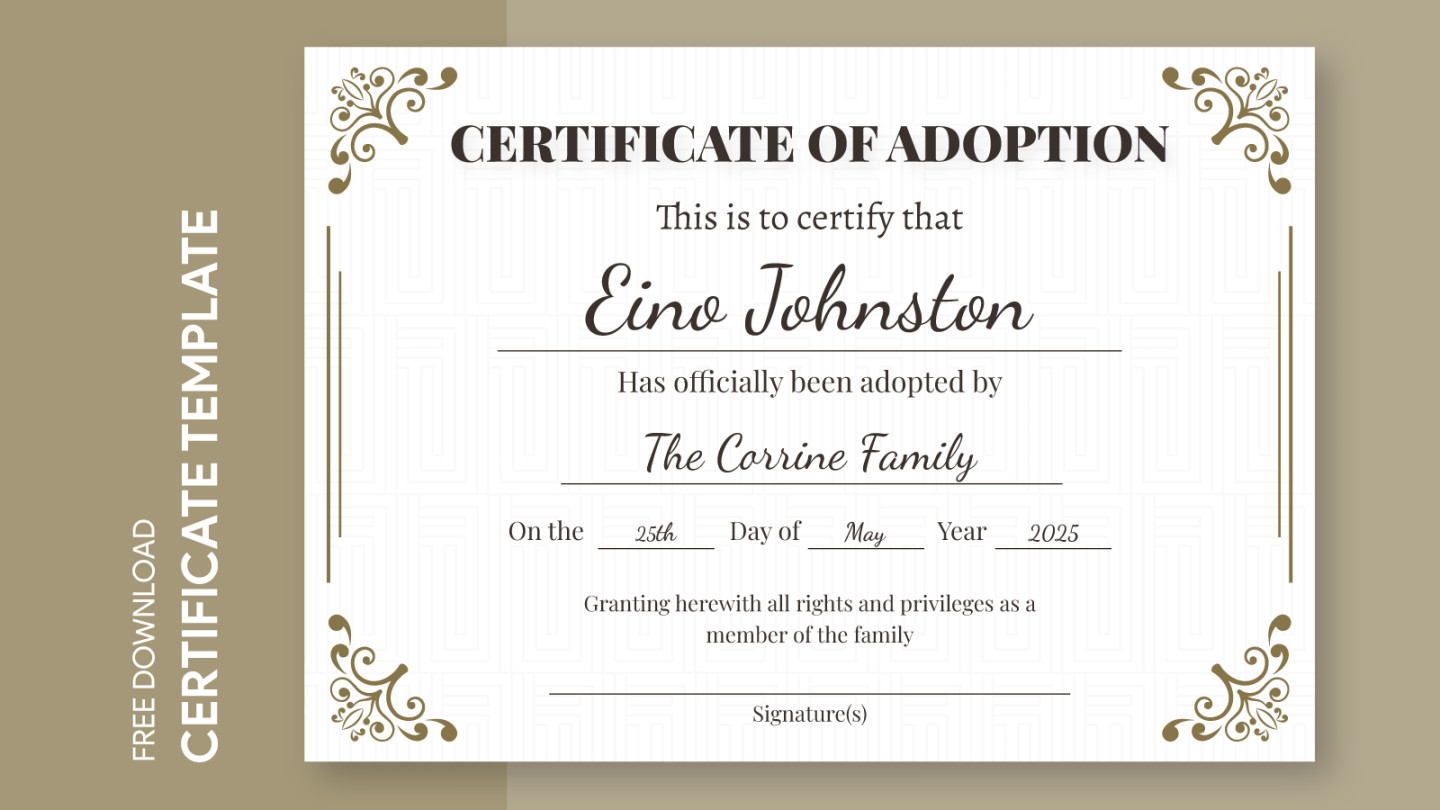 Adoption Certificate Free Google Docs Template - gdoc