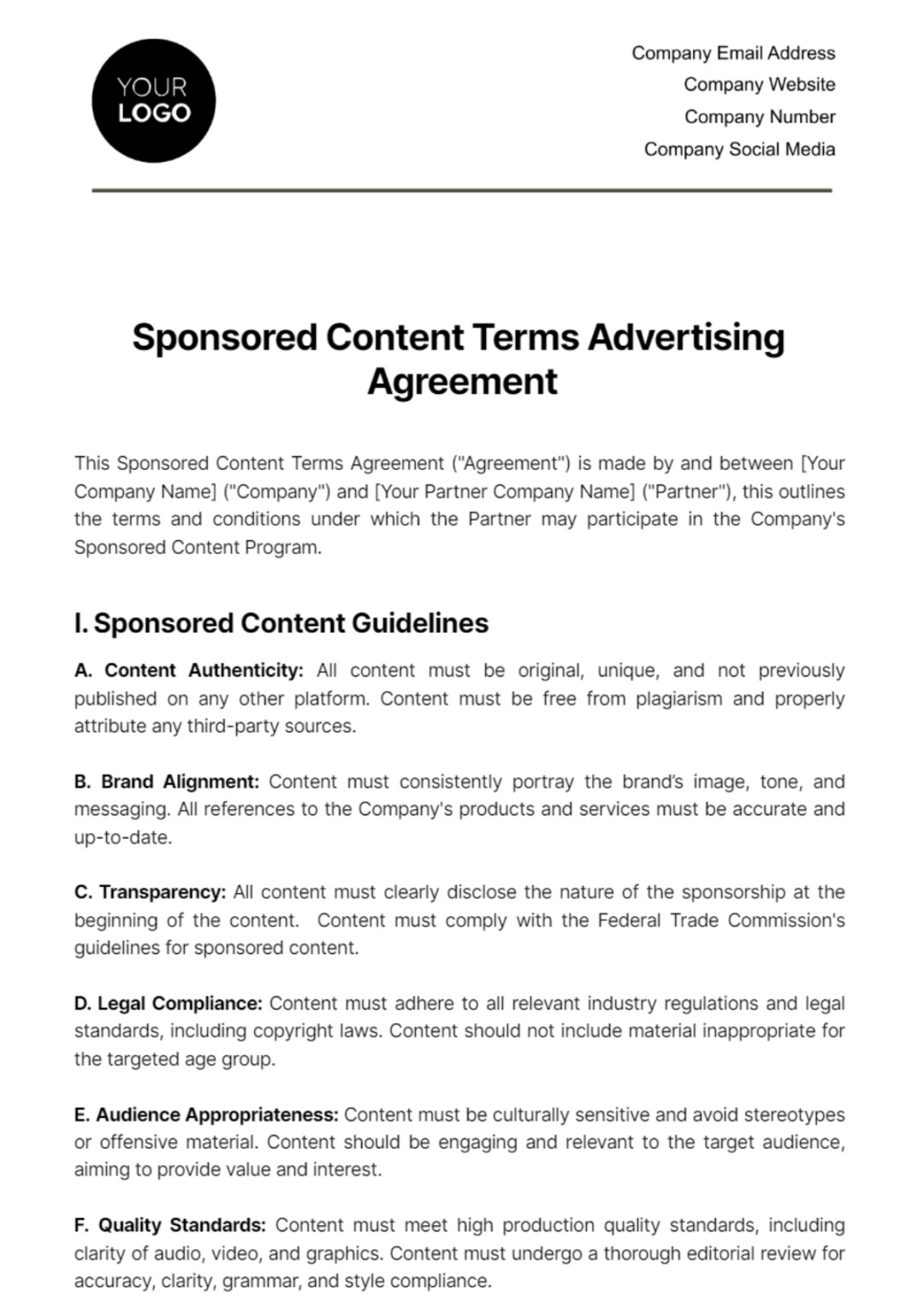 Advertising Agreement Templates - Edit Online & Download