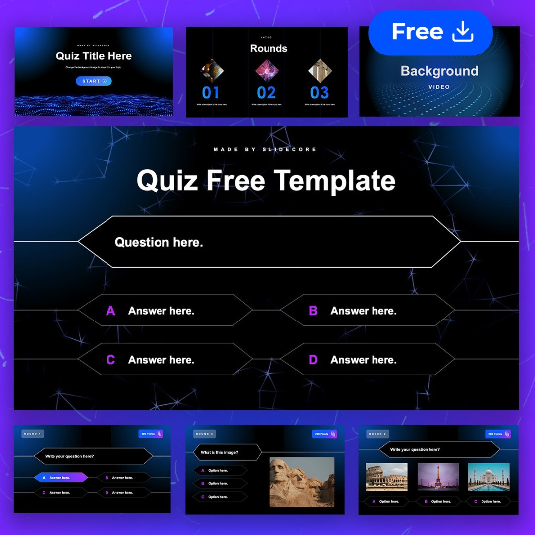 Animated Quiz Free Presentation Template For PPT And Google Slides