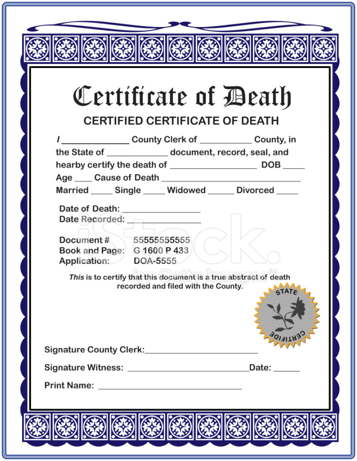 Blank Certificate Of Death Stock Photo  Royalty-Free  FreeImages