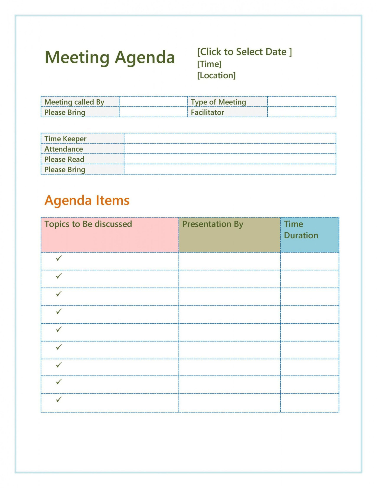 Create A Meeting Agenda Template