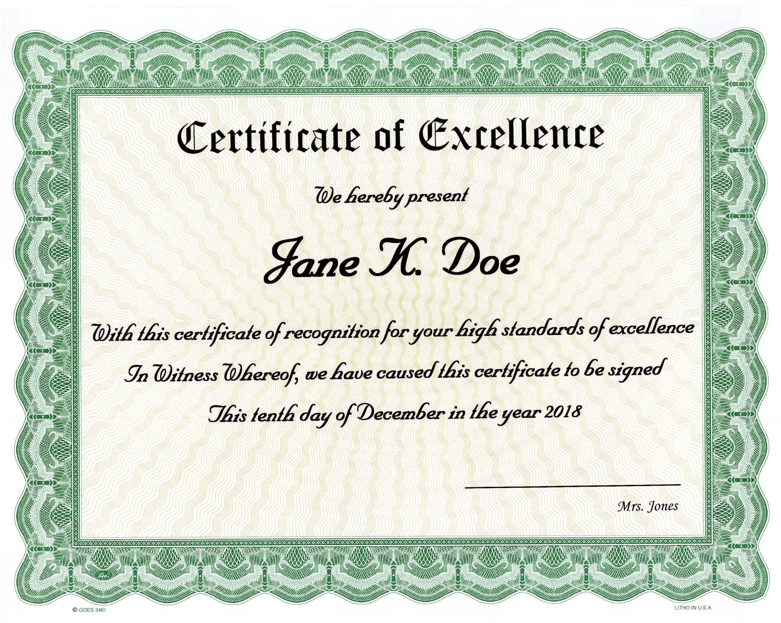 Custom Award Certificates  Excellence (Pack of )