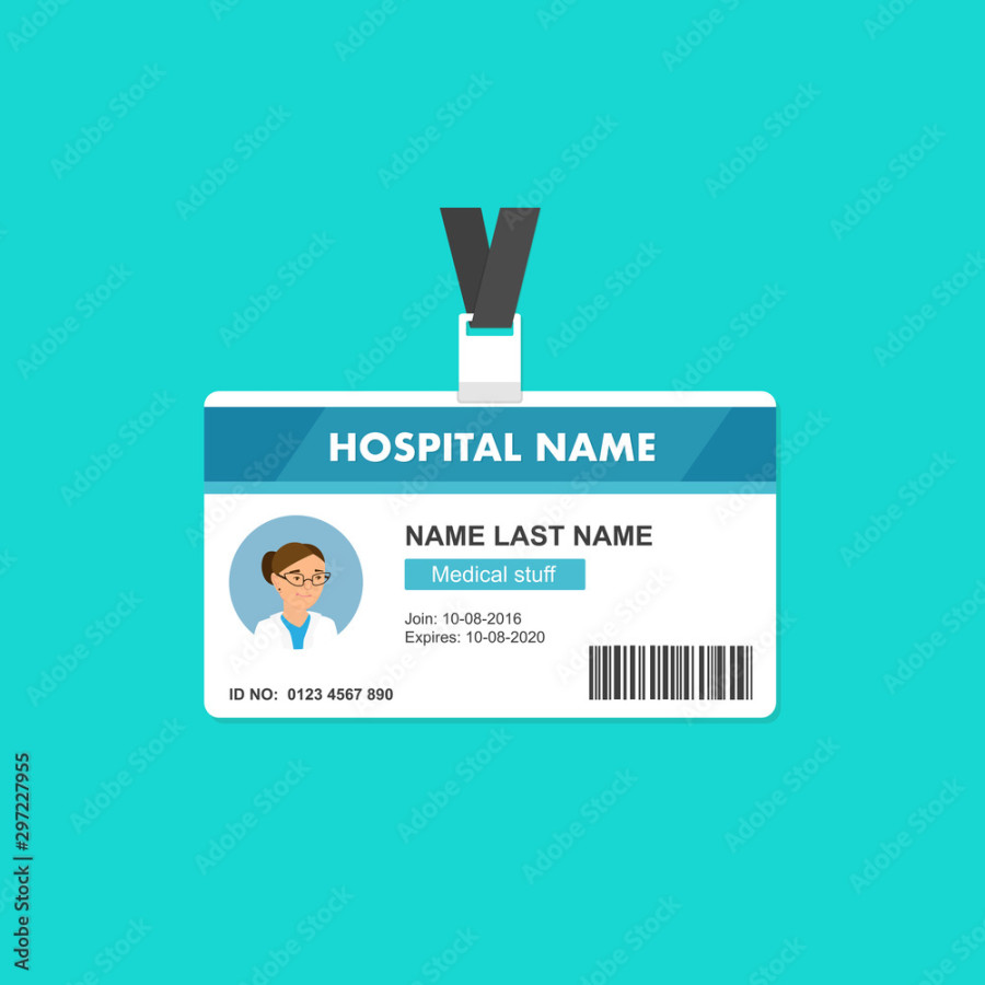 Doctor ID card template in flat style