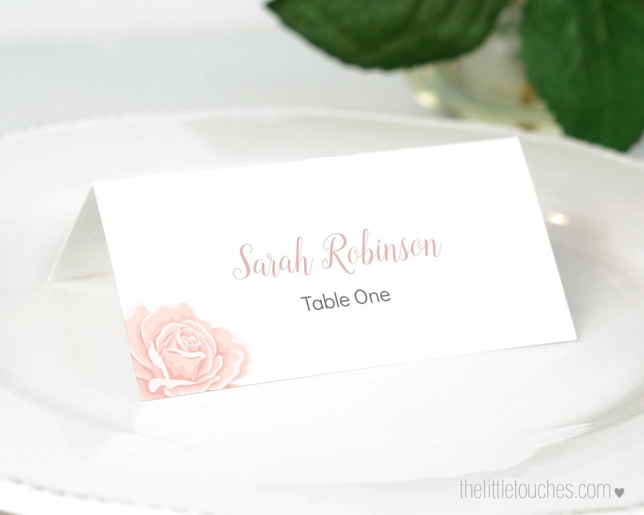 English Rose Printable Wedding Place Settings / Name Card Template