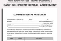 Camera Equipment Rental Agreement Template