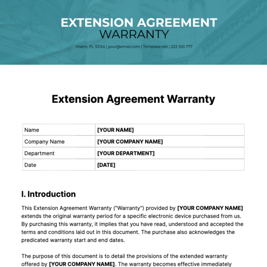 Extension Agreement Warranty Template - Edit Online & Download