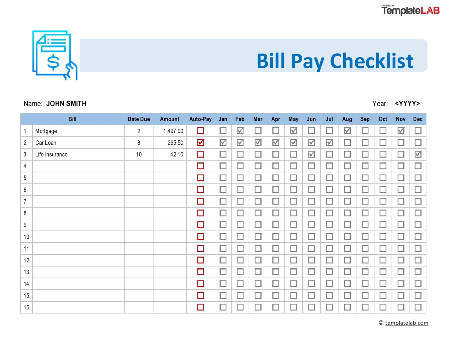 Free Bill Pay Checklists & Bill Calendars (PDF, Word & Excel)