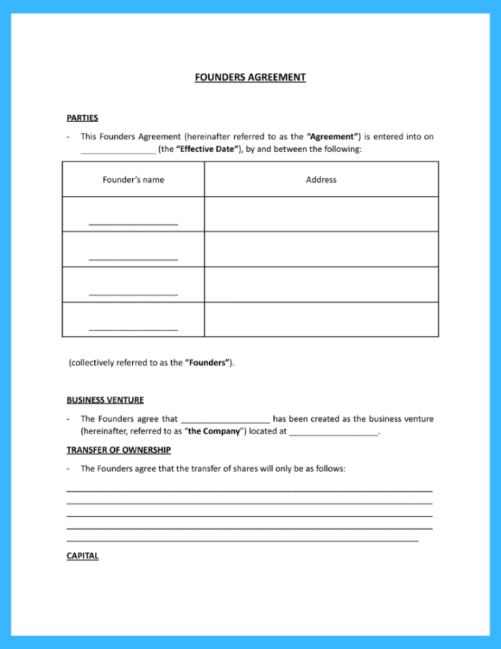 Free Founders Agreement Template For Your Startup