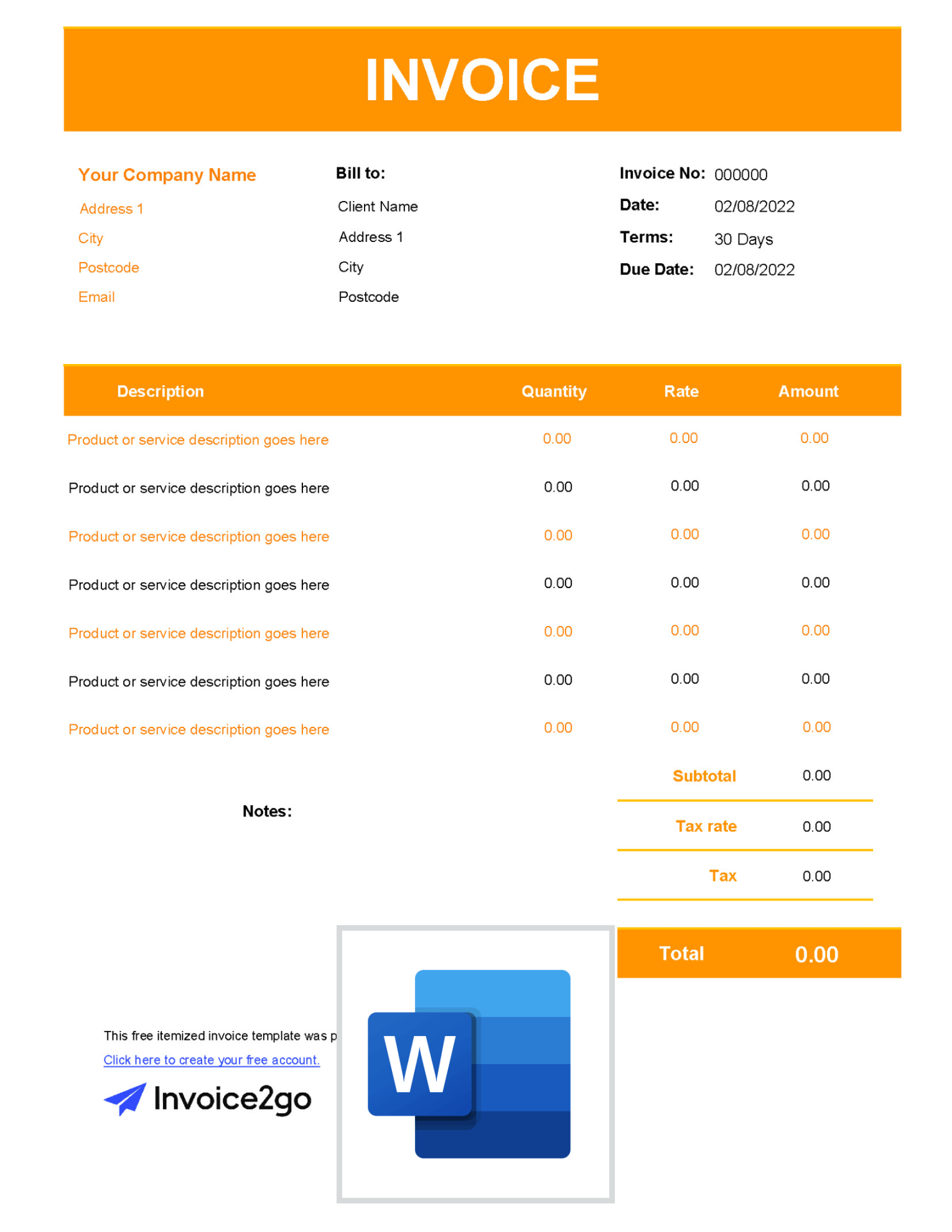 Free Itemized Invoice Template - Download and Customize  Invoicego