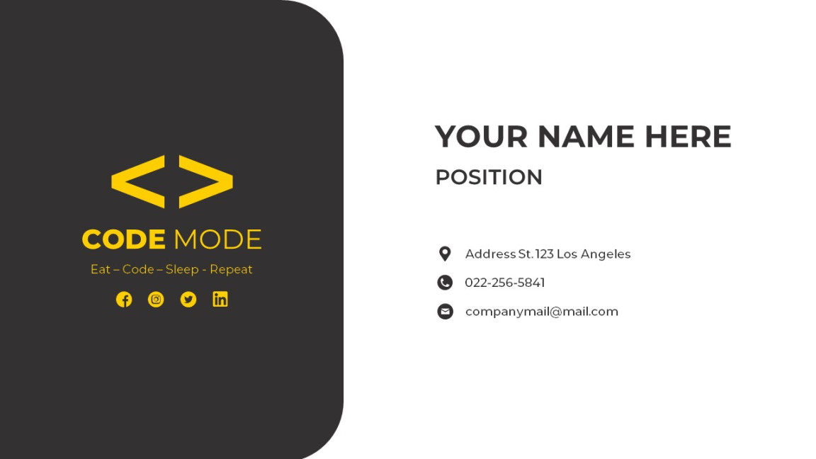 Free Modern Business Card Design PowerPoint & Google Slides