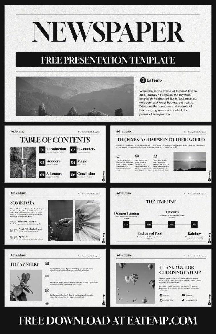 Free Newspaper PowerPoint Template - EaTemp