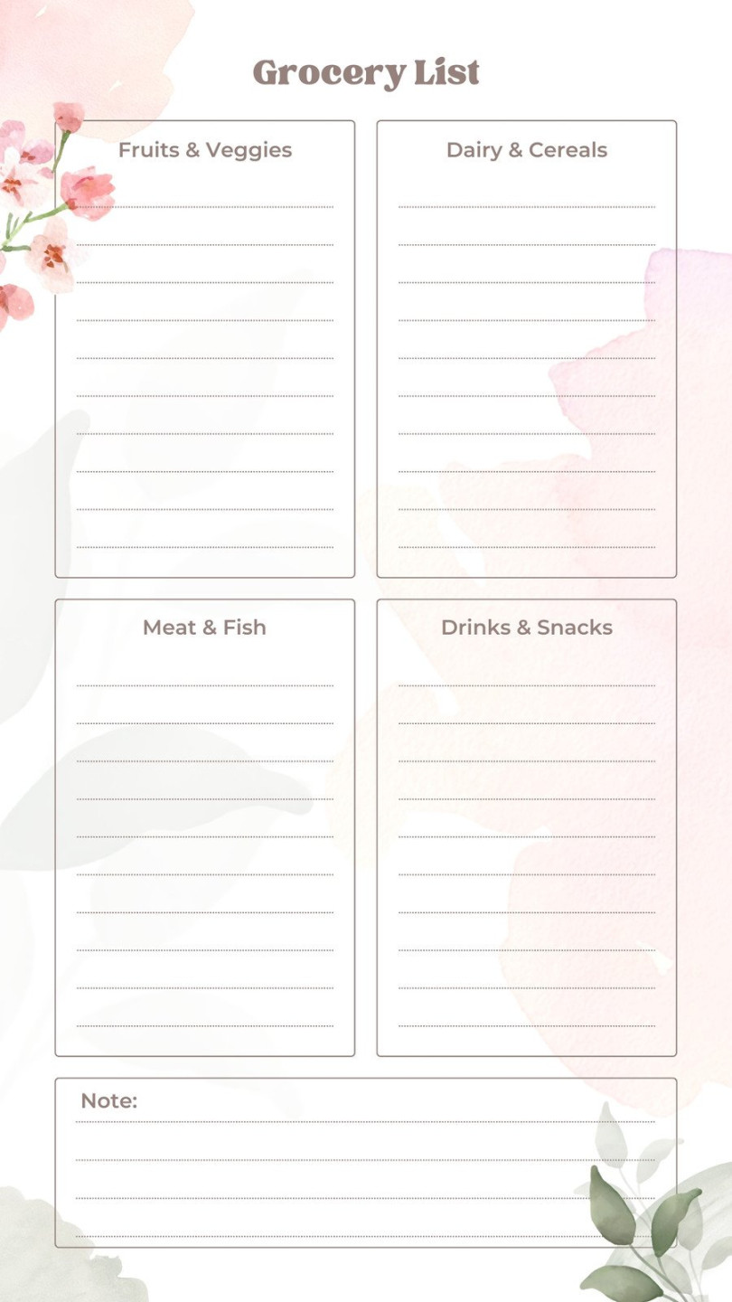 Free printable and customizable grocery list templates  Canva