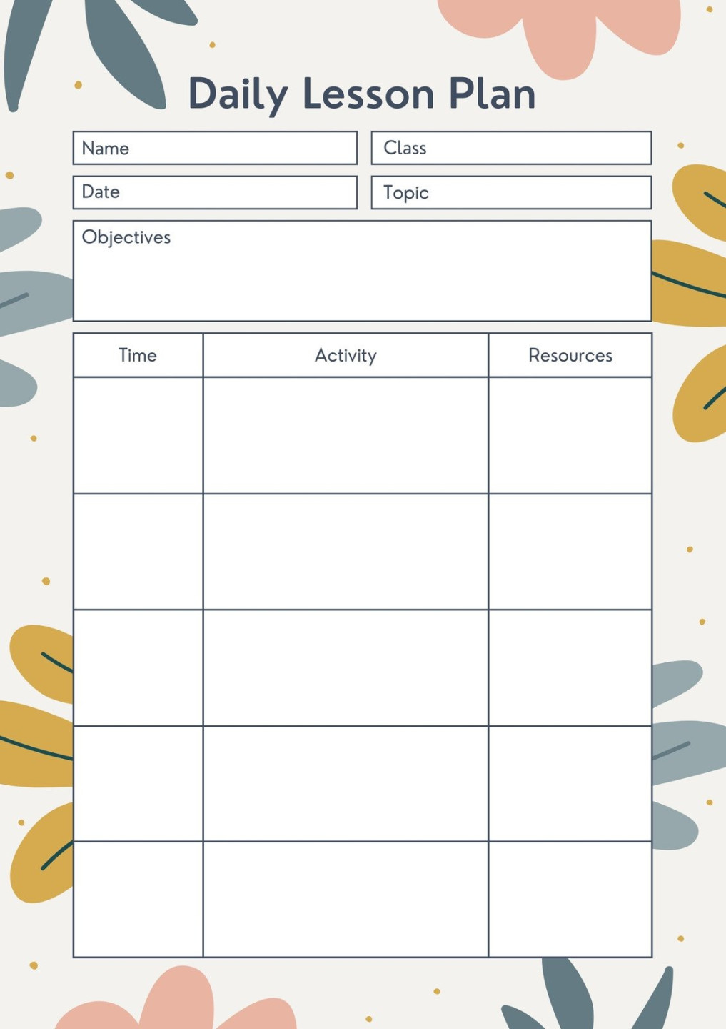 Free, printable, customizable toddler lesson plan templates  Canva