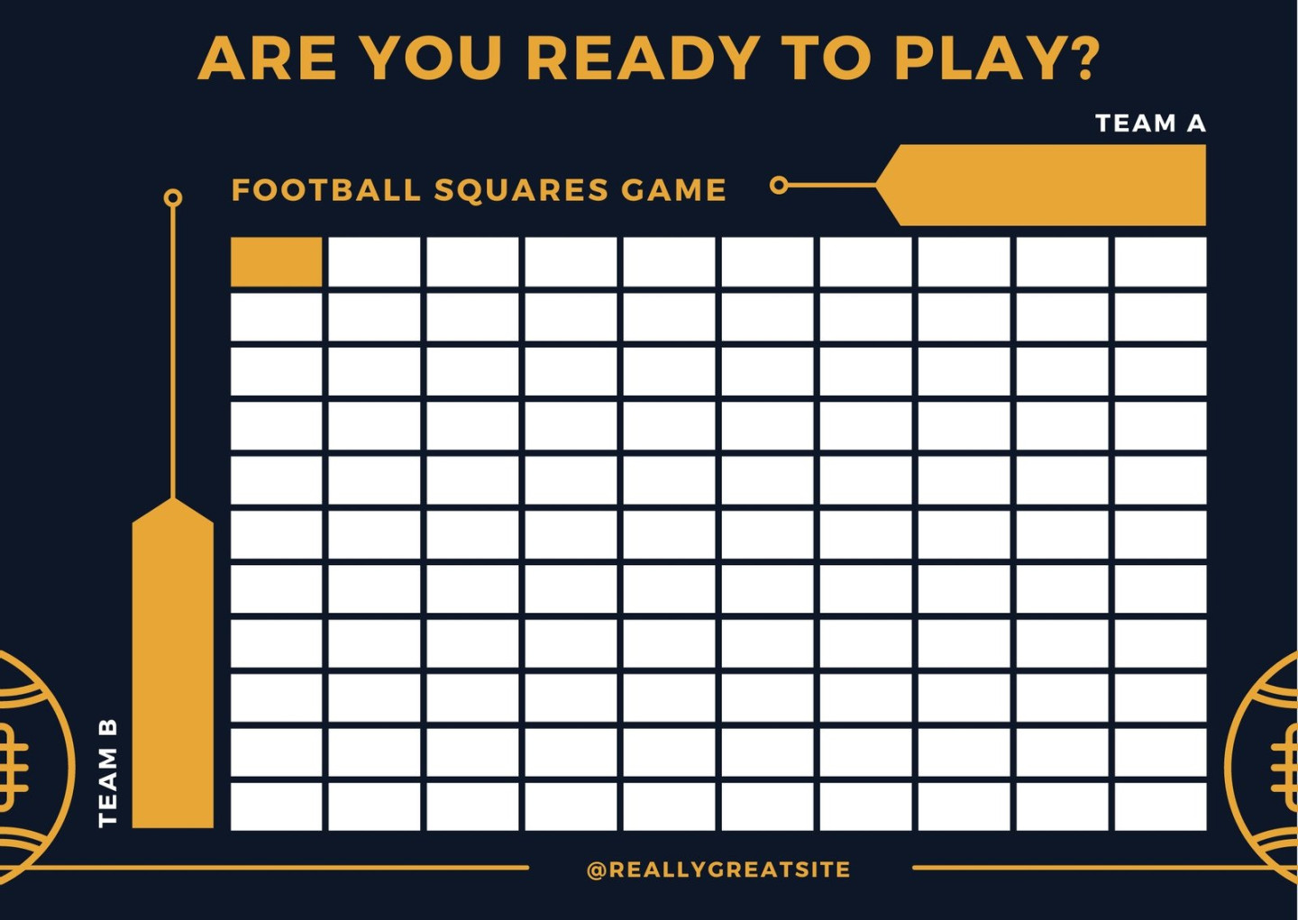 Free printable football squares game card templates  Canva