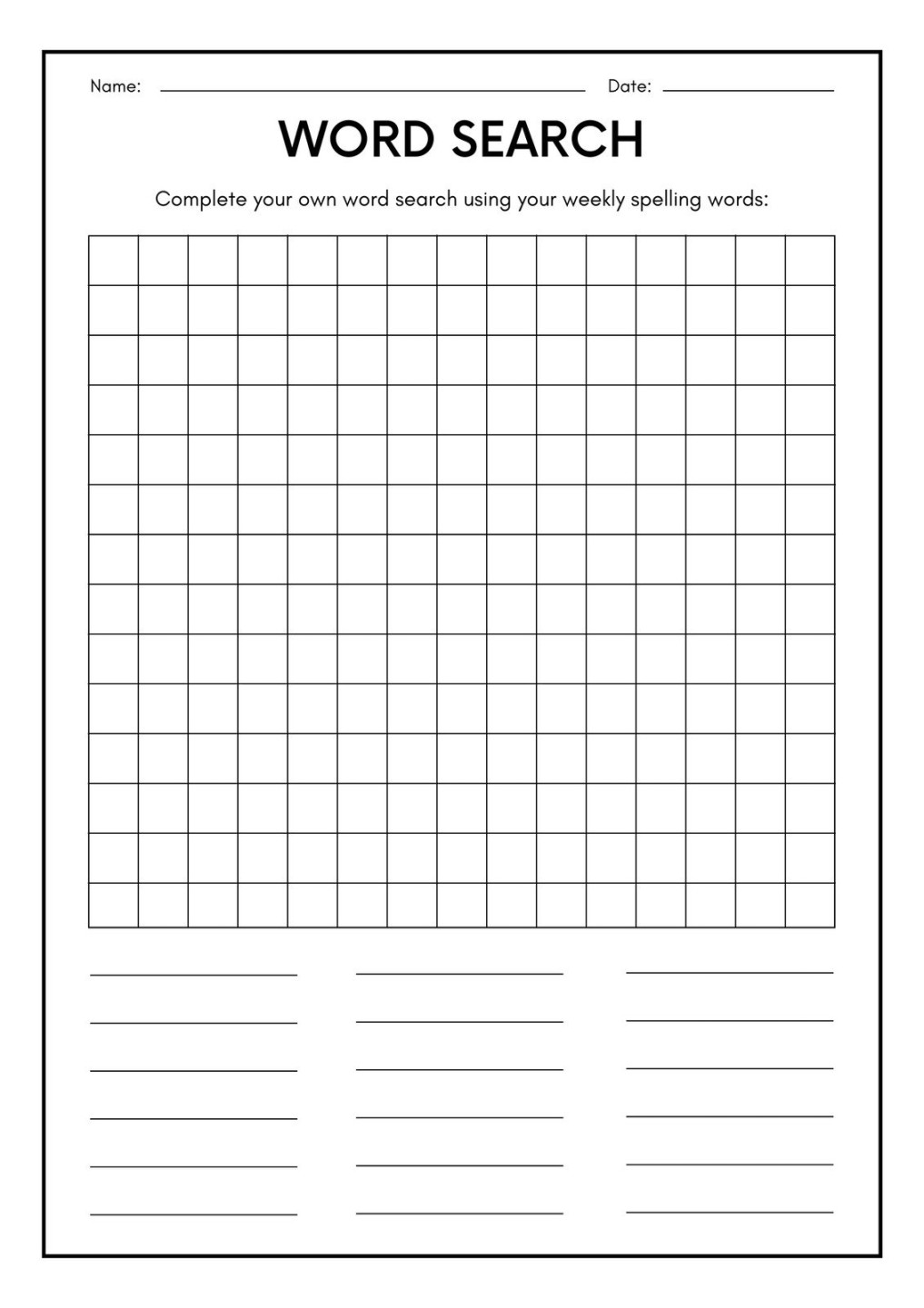 Free printable word search worksheet templates  Canva