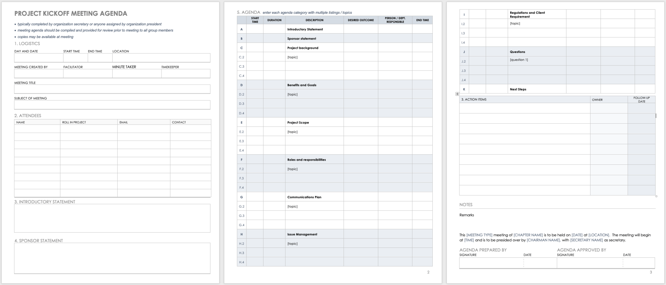 Free Project Kickoff Templates  Smartsheet