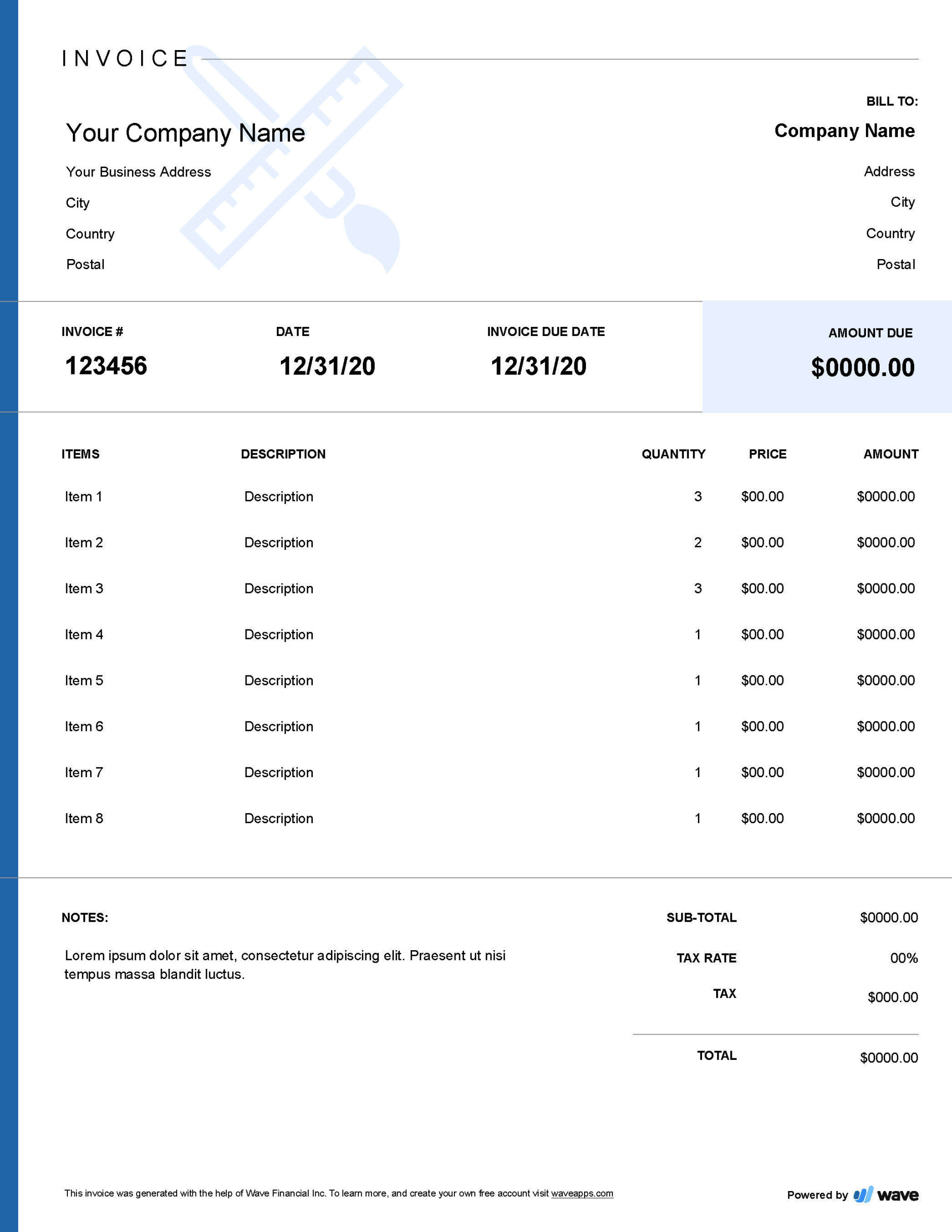 Graphic Design Invoice Template - Wave Financial