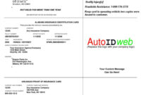 Proof Of Insurance Card Template: A Formal Guideline