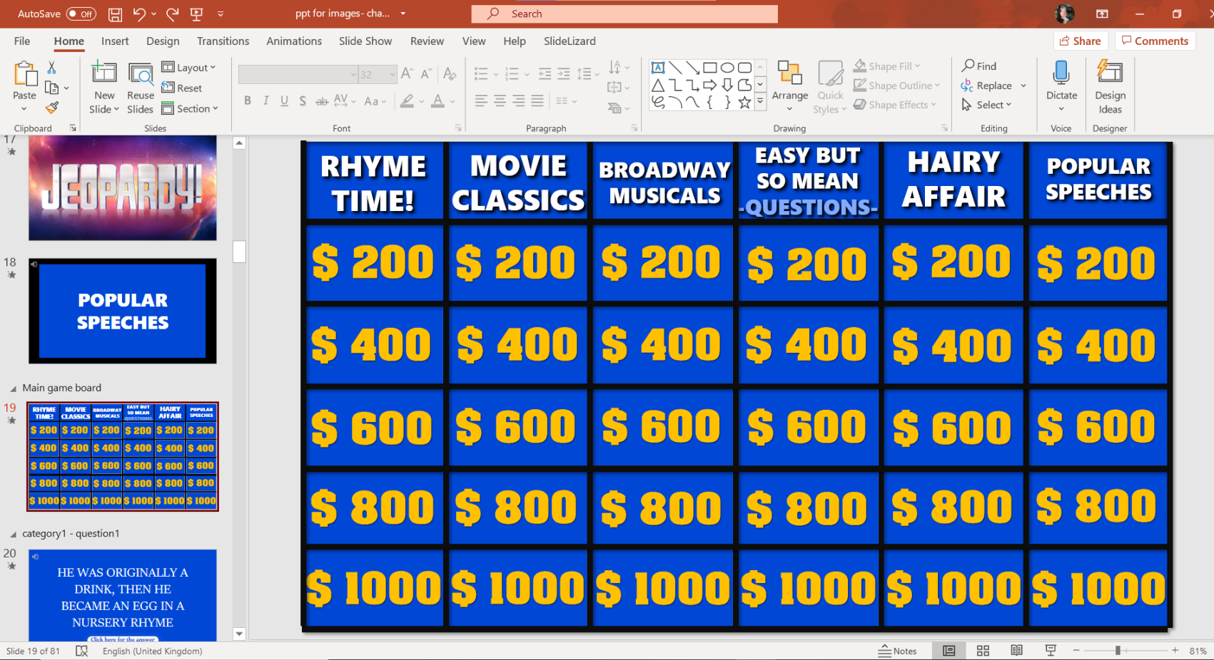 Jeopardy! Game Template for PowerPoint ()  SlideLizard®