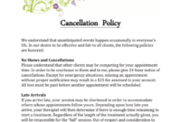 Massage Cancellation Policy Template