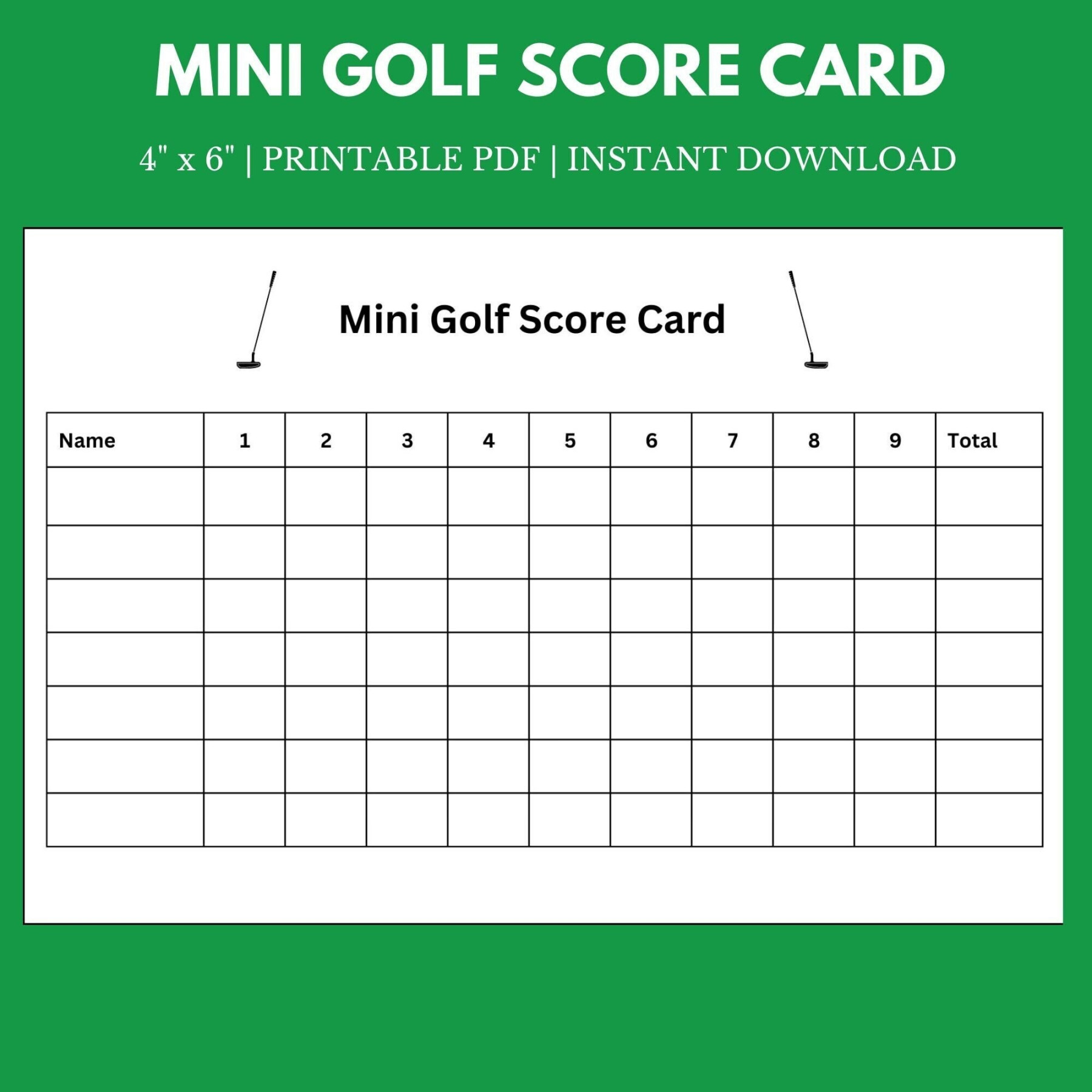 Mini Golf Score Card