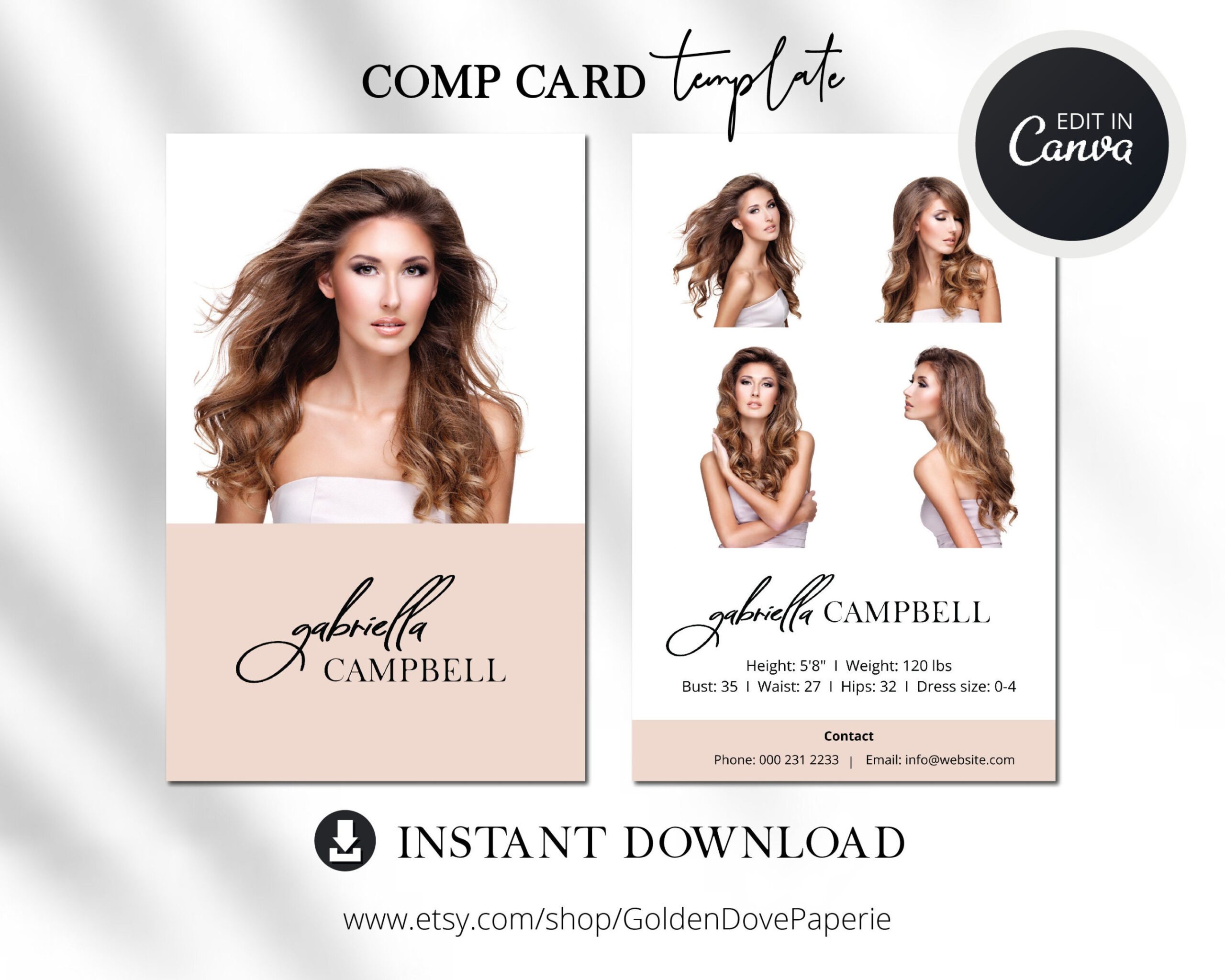 Model COMP CARD VORLAGE Canva Template Sed Card Einfach