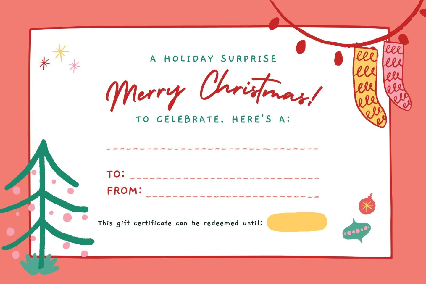 Page  - Free printable holiday gift certificate templates  Canva