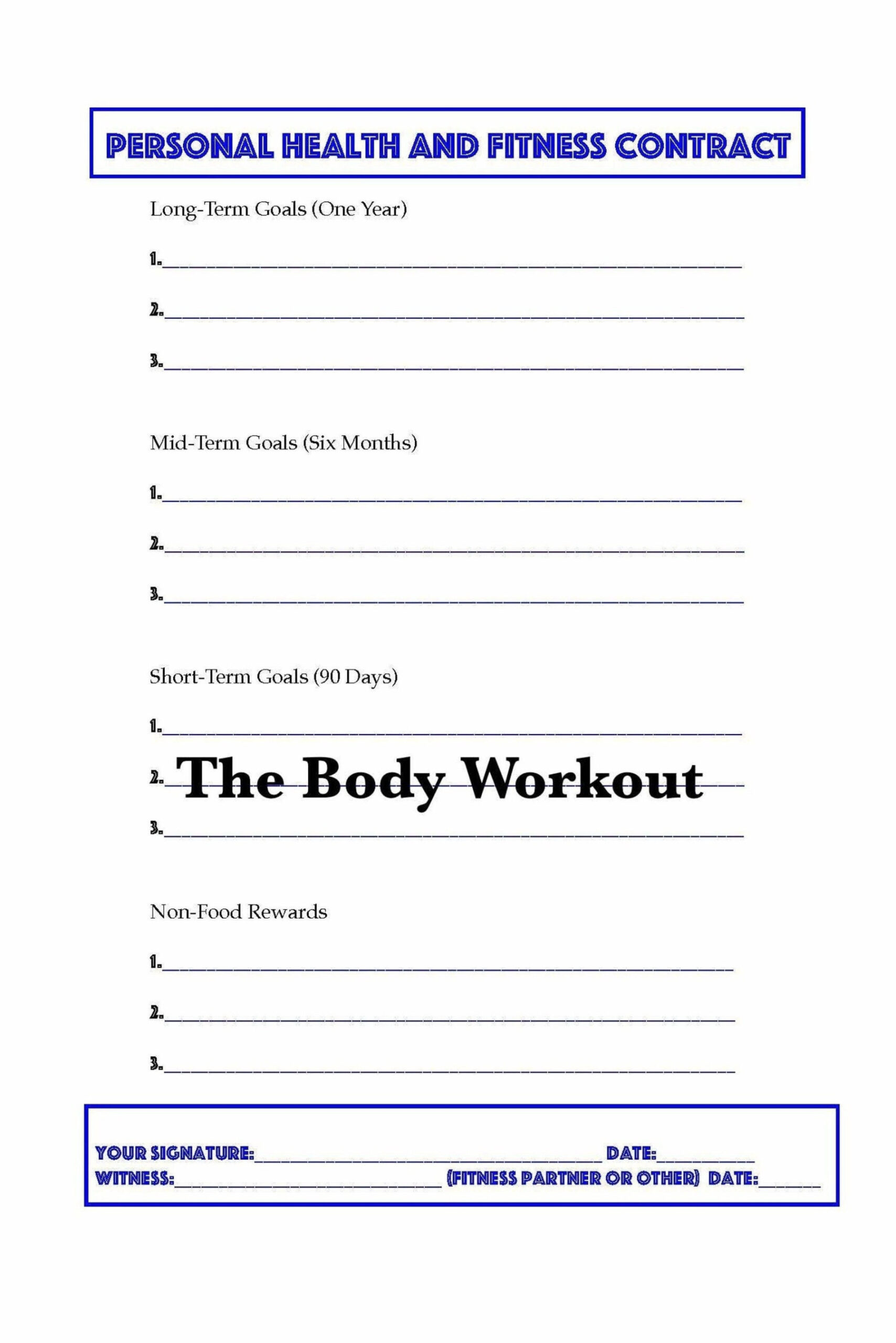 Personal Fitness Contract, Weight Loss Contract Between Friends