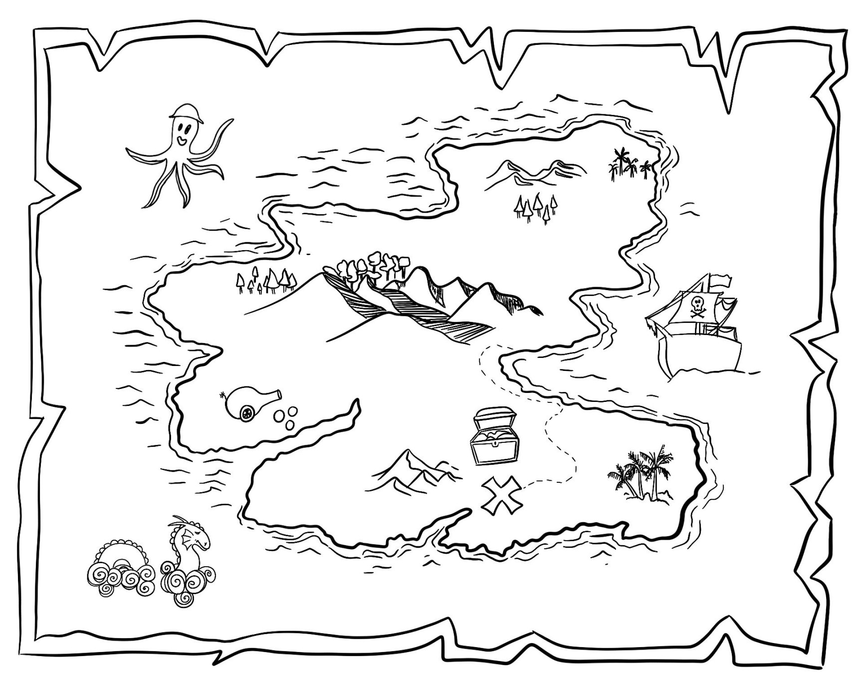 Pirate Map Template -  Free PDF Printables  Printablee