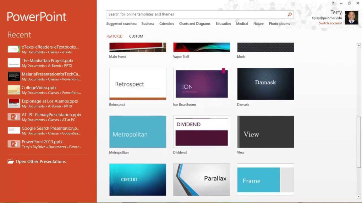 PowerPoint : Templates, Themes & the Start Screen