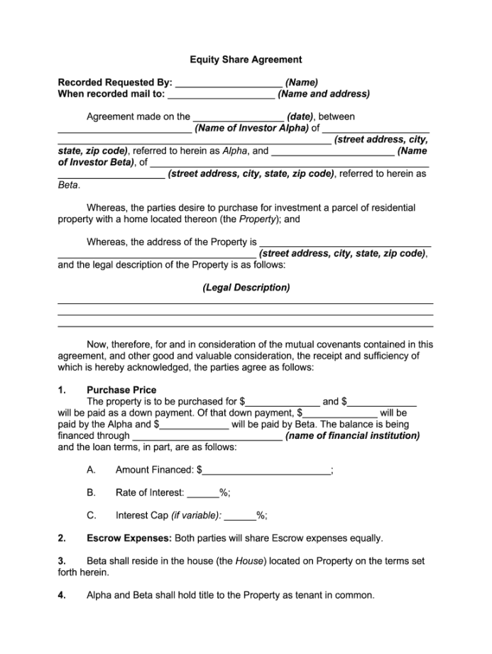 Property co ownership agreement template free: Fill out & sign