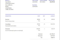 Formal Invoice Template For Rental Property