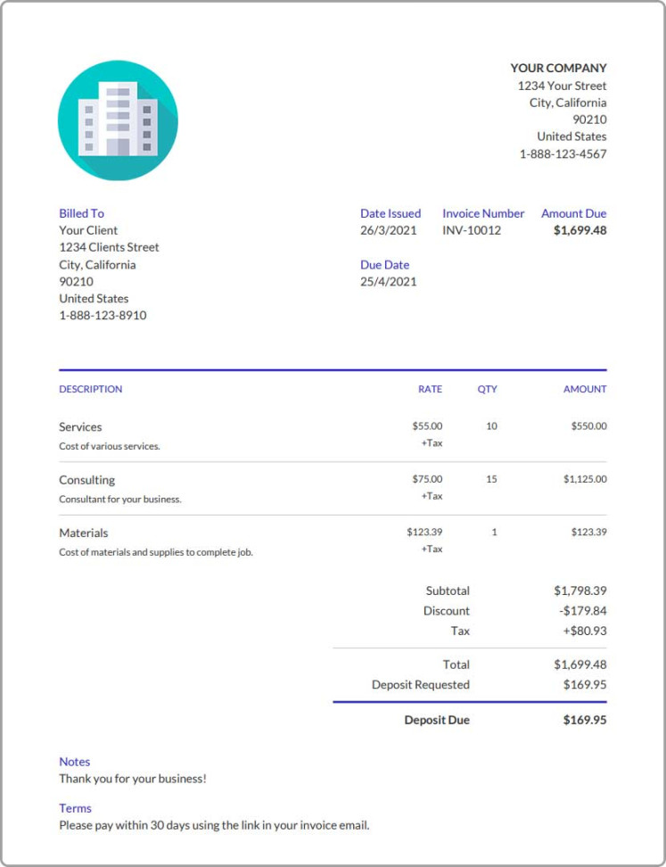 Rental Invoice Template