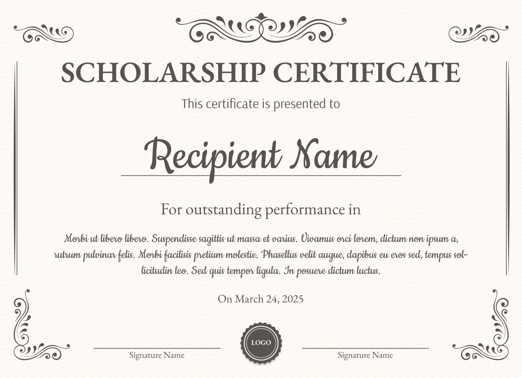 Scholarship Certificate Free Google Docs Template - gdoc